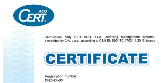 Certifikát ISO 14001